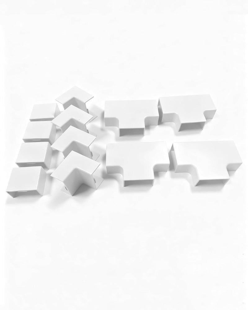 T-Connector x 4, 4 x Inside Elbows, 4 x Coupling for Track-Mount Kit, White